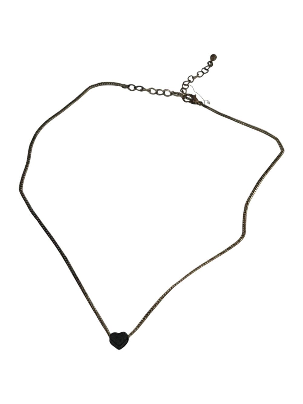 Dainty Black Heart Pendant Necklace Minimalist Chain Choker Gothic Romance 19in